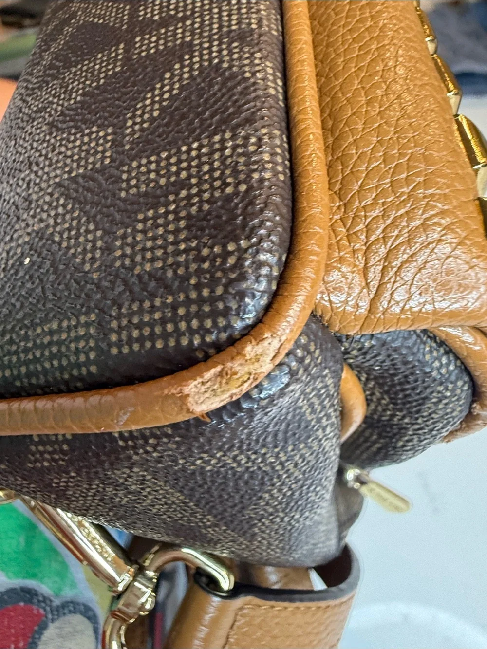 Michael Kors Black and Brown Studded Mini Backpack